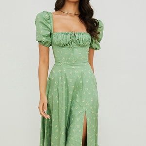 House of CB Tallulah midi dress floral puff sleeve